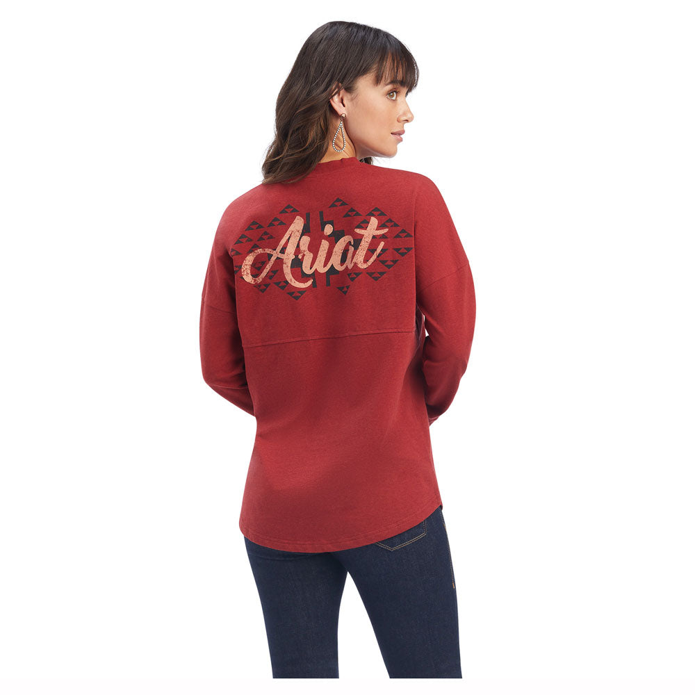 10041335 Ariat Women's REAL Southwest Oversize Tee - Rogue Red