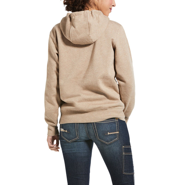 10032912 Ariat Women's Rebar Skill Set 1/2 Zip Hoodie - Dark Oatmeal Heather