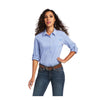 10040583 Ariat Women's Venttek Stretch Long Sleeve Shirt- Reykjavick Blue/White Check