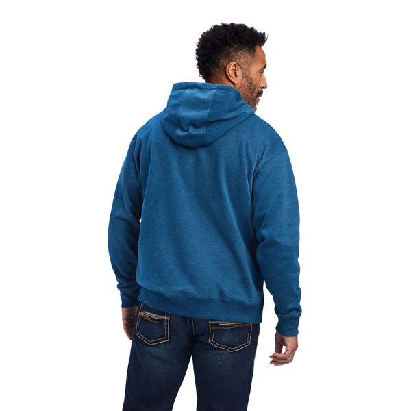 10041803 Ariat Men's Ariat Logo Hoodie - Poseidon Heather