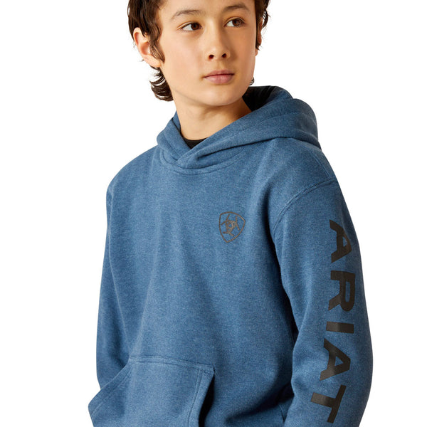 10046472 Ariat Boys' Ariat Logo Hoodie - Poseidon