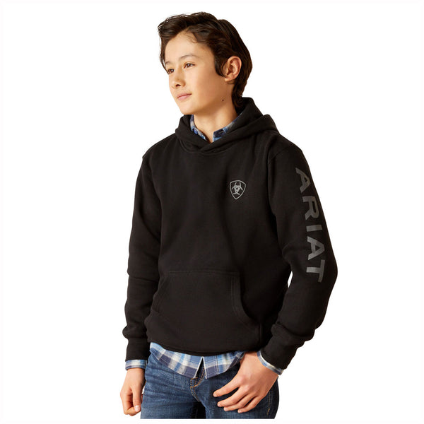 10046473 Ariat Boys Ariat Logo Hoodie - Black