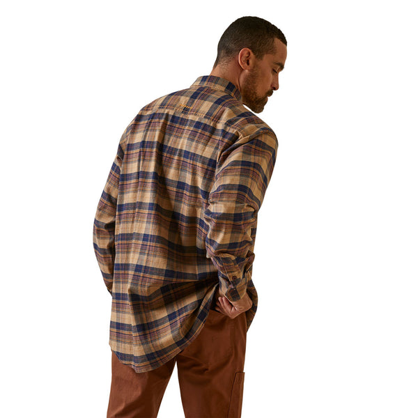 10046636 Ariat Men's Rebar DuraStretch Flannel Work Shirt Jacket - Tiger Eye Plaid