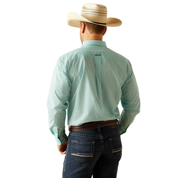 10048394 Ariat Men's Team Gian Long Sleeve Buttondown Shirt - Light Aqua