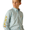 10051406 Ariat Boys' Team Colton Classic Fit Long Sleeve Buttondown Shirt - Aqua