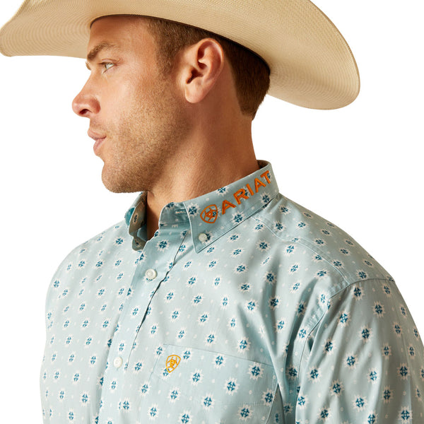 10051522 Ariat Men's Team Colton Classic Fit Long Sleeve Buttondown Shirt - Aqua