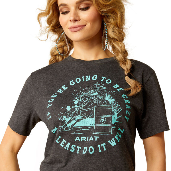 10052028 Ariat Women's Ariat Barrel Beauty Short Sleeve T-Shirt - Charcoal Heather