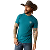 10052036 Ariat Men's Ariat Stacks Short Sleeve T-Shirt - Cyan Black Heather