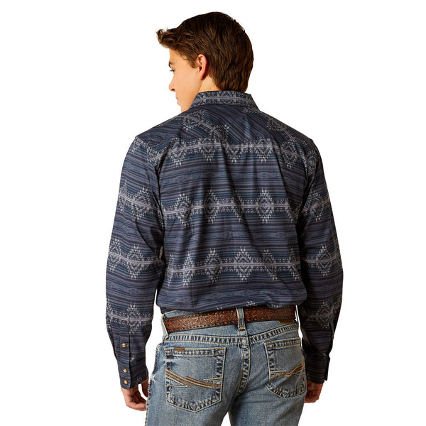 10052324 Ariat Men's Haze Retro Fit Long Sleeve Shirt - Mood Indigo