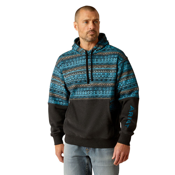 10052450 Ariat Men's Color Block Hoodie - Turquoise