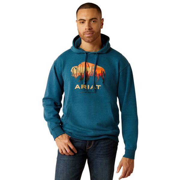 10052459 Ariat Men's Bison Plains Hoodie - Hydra Heather