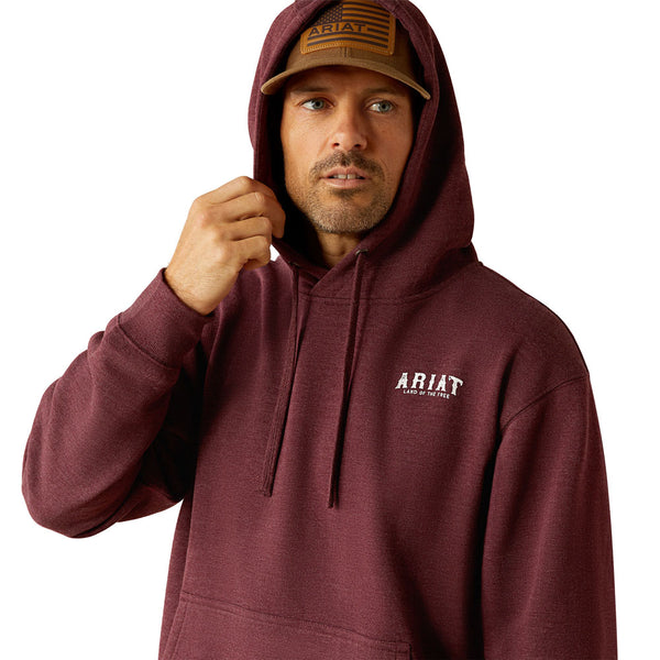 10052462 Ariat Men's Western Vertical Flag Hoodie - Berry Bark Heather