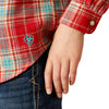 10052470 Ariat Girls' Barn Plaid Long Sleeve Western Snap Shirt - Barn Red