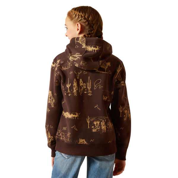 10052473 Ariat Girls' Ranch Scene Hoodie - Ranchin Print