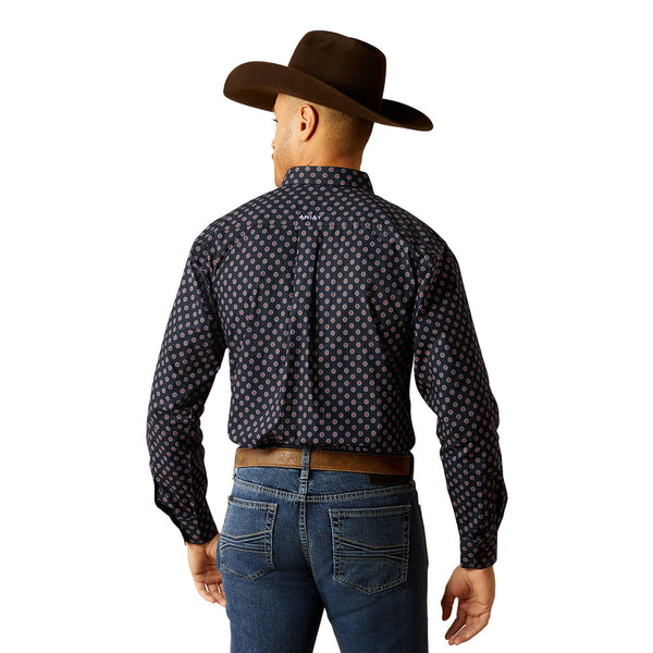 10052490 Ariat Men's Taylor Classic Fit Long Sleeve Button-down Shirt - Dark Blue Print