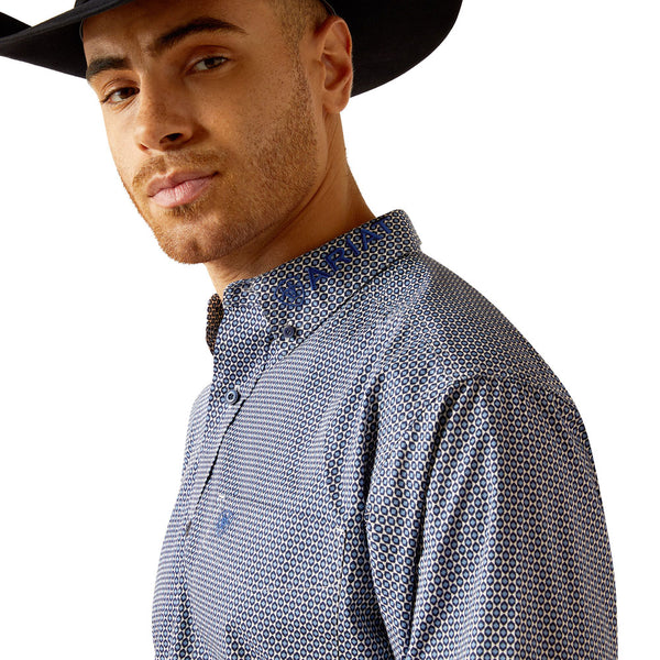 10052626 Ariat Men's Team Keenan Classic Fit Long Sleeve Buttondown Shirt - Blue/Navy