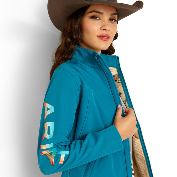 10052783 Ariat Women's New Team Softshell Jacket - Ocean Depths/Retro Ranch Print