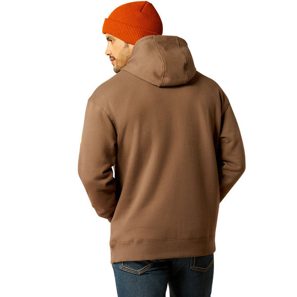 10052867 Ariat Men's Rebar Graphic Hooded Sweatshirt -Chocolate Chip/Golden Brown