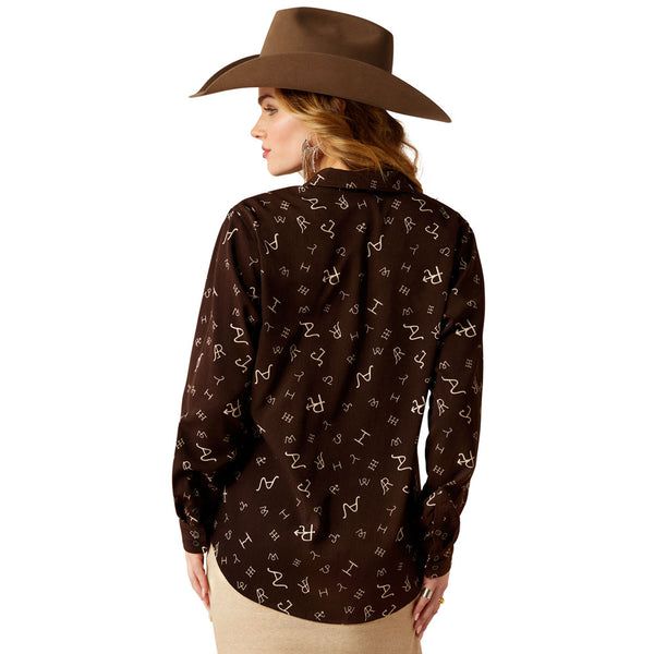 10052970 Ariat Women's Homestyle Long Sleeve Western Shirt - Mole Ranch Brand Print