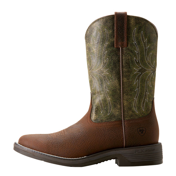 10053575 Ariat Men's Ridgeback Round Toe Cowboy Boot - Toffee Brown/Moss Green