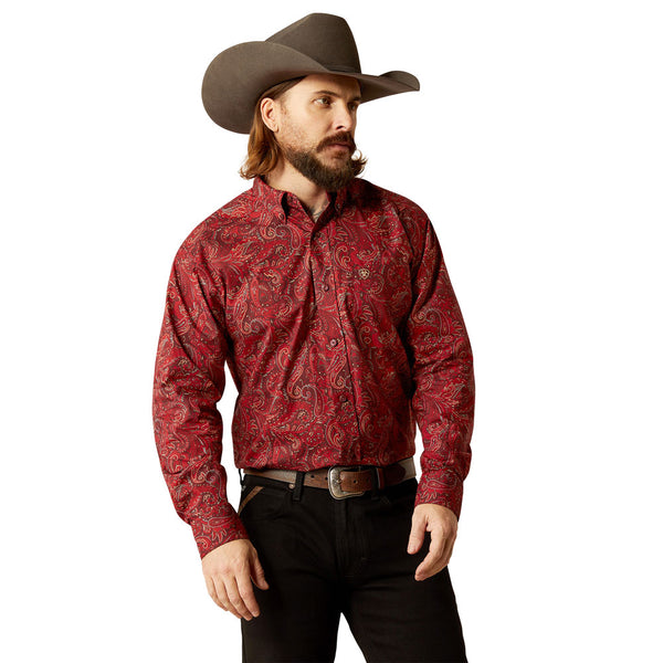 10053898 Ariat Men's Jaydon Classic Fit Long Sleeve Button Down Shirt - Red Paisley