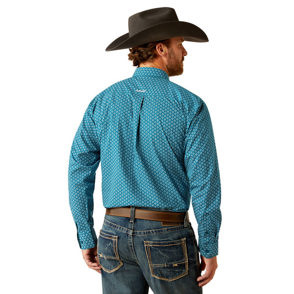 10053923 Ariat Men's Petey Classic Fit Long Sleeve Button down Shirt - Dark Teal