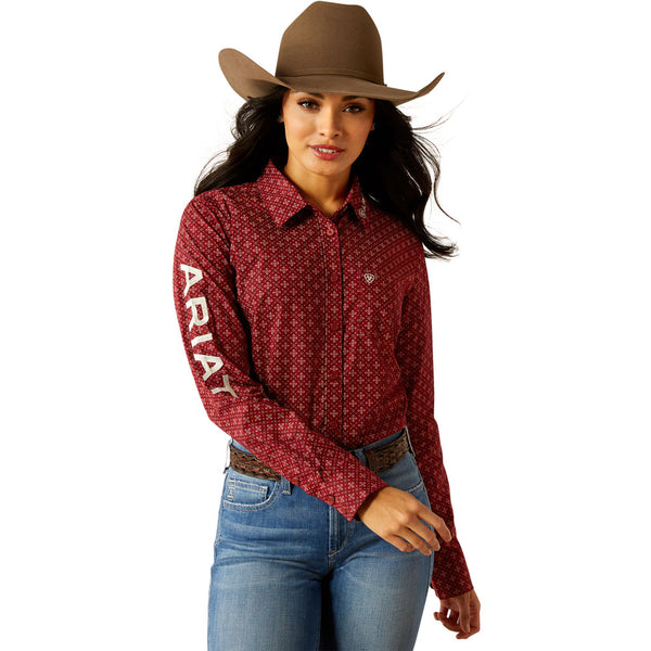 10053949 Ariat Women's Team Kirby Long Sleeve Stretch Shirt - Sanders Print