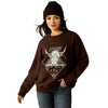 10053960 Ariat Women's Taurus Oversized Crew Sweatshirt - Mole