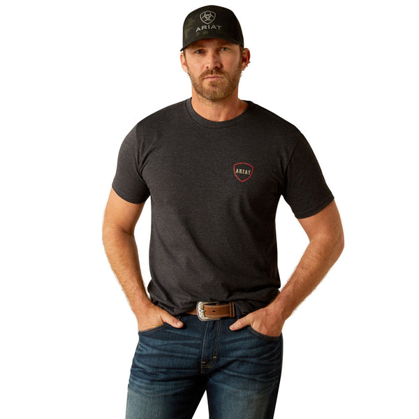 10053985 Ariat Men's Ariat Barbed Flag Short Sleeve T-Shirt - Charcoal Heather