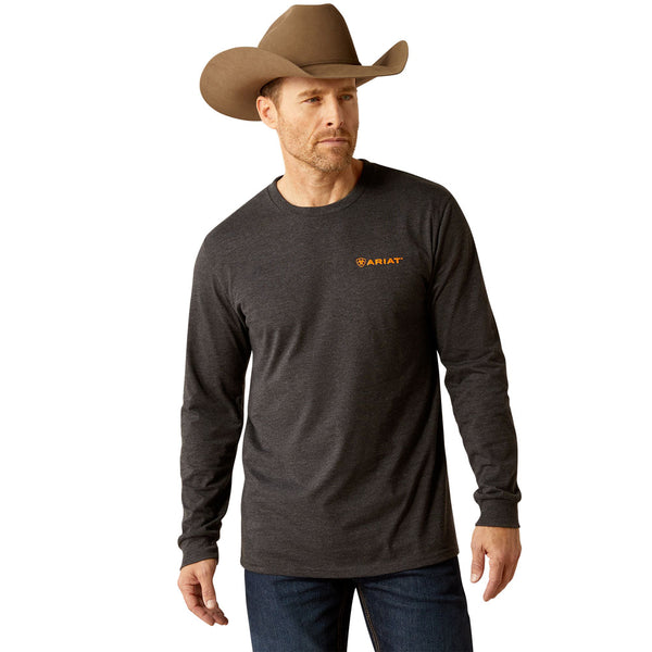 10053988 Ariat Men's Ariat Wetlands Nature Long Sleeve T-Shirt - Charcoal Heather