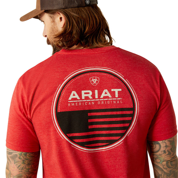 10053991 Ariat Men's Original Flag Scope Short Sleeve Red Heather T-Shirt- - Size 3x