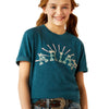 10054024 Ariat Girls' Ariat Sunrise Short Sleeve T-Shirt - Deep Sea Heather