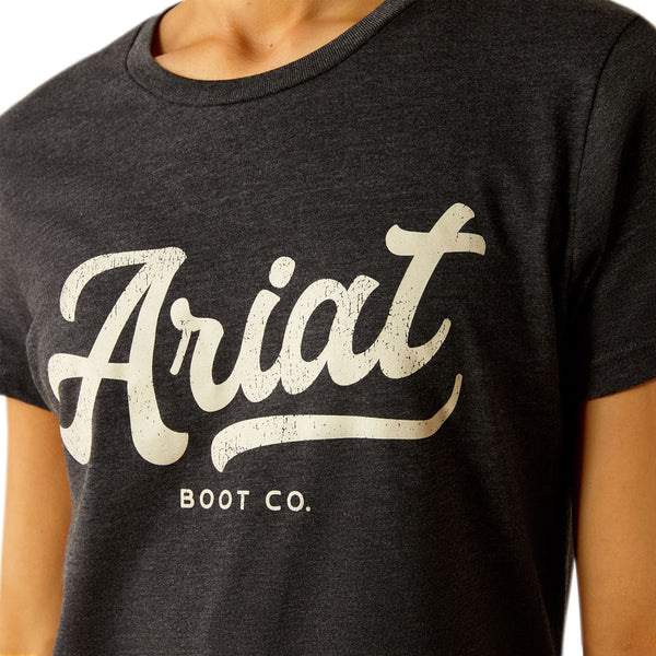 10054030 Ariat Women's Ariat Boot Script Short Sleeve T-Shirt - Charcoal Heather