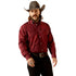 10054047 Ariat Men's Wrinkle Free Issac Classic Fit Long Sleeve Buttondown Shirt - Dark Red