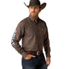 10054056 Ariat Men's Team Oak Classic Fit Long Sleeve Shirt - Brown & Light Blue