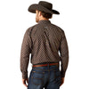 10054056 Ariat Men's Team Oak Classic Fit Long Sleeve Shirt - Brown & Light Blue