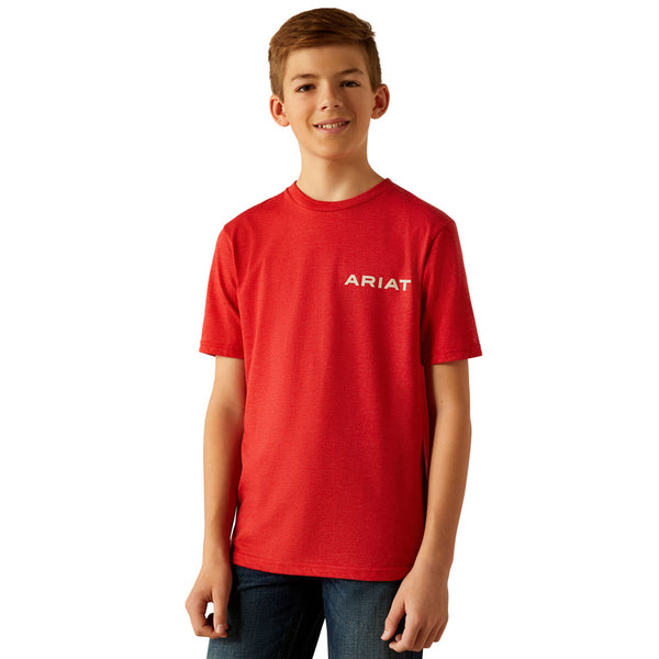 10054067 Ariat Boys' Ariat Original Flag Scope Short Sleeve T-Shirt - Red Heather