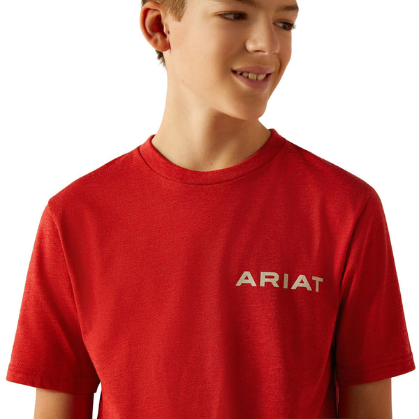 10054067 Ariat Boys' Ariat Original Flag Scope Short Sleeve T-Shirt - Red Heather