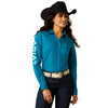 10054275 Ariat Women's Team Kirby Long Sleeve Stretch Shirt - Ocean Depths