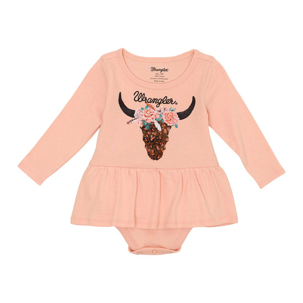 112359426 Wrangler Baby Girl Long Sleeve Skirted Bodysuit - Pink