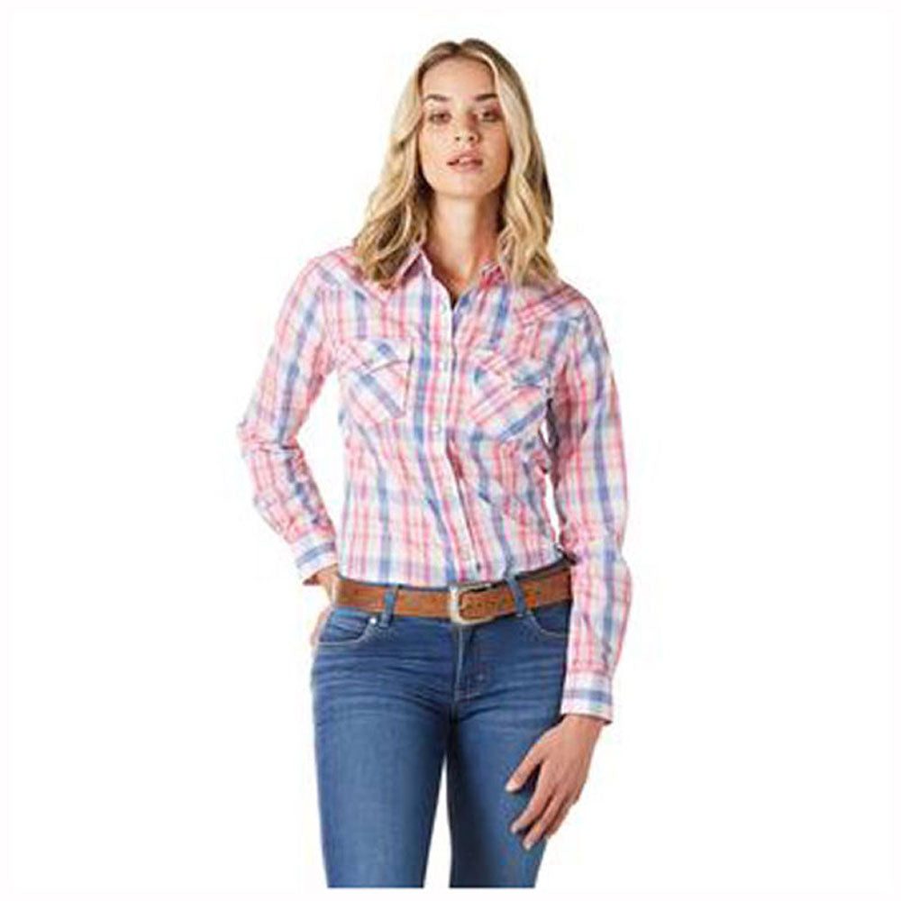 112335506 Wrangler Women's Essential Western Snap Shirt - White | The ...