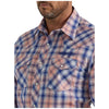 112346223 Wrangler Men's Long Sleeve Logo Shirt - Orange Blue Plaid