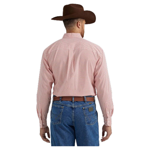 112346527 Wrangler Men's George Strait Collection One Pocket Long Sleeve Shirt - Fiesta Red Diamond