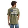 112350040 Wrangler Men's Stars & Stripes Flag Short Sleeve T-Shirt - Deep Lichen Green Heather