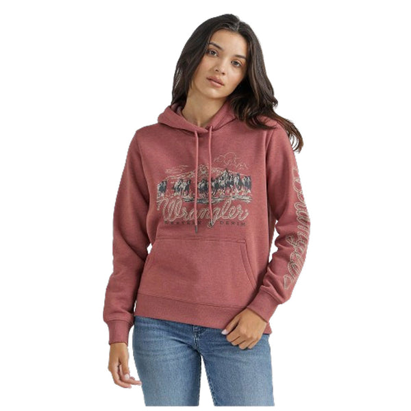 112350137 Wrangler Women's Horse Stampede Hoodie - Cowhide