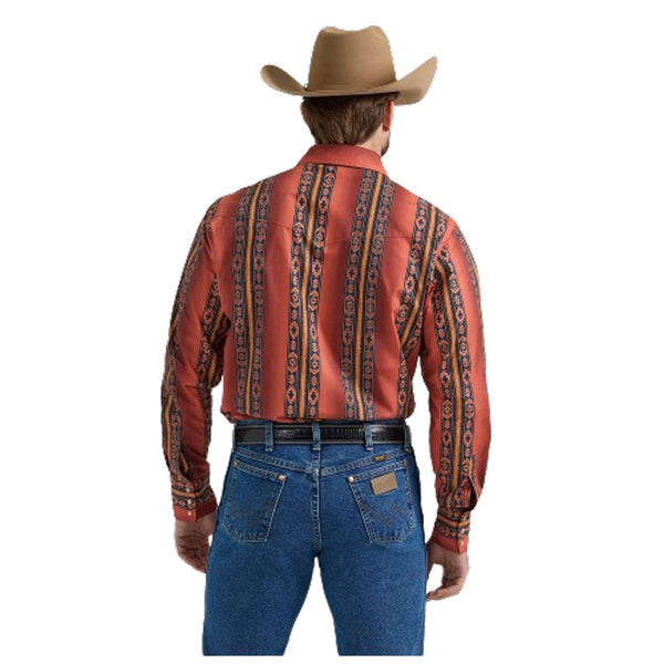 112351473 Wrangler Men's Checotah Long Sleeve Western Snap Shirt - Rusty Orange