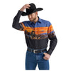 112351474 Wrangler Men's Checotah Long Sleeve Western Snap Shirt - Panorama Black