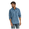 112351480 Wrangler Men's Retro Long Sleeve Western Snap Shirt - Azure Chromatic