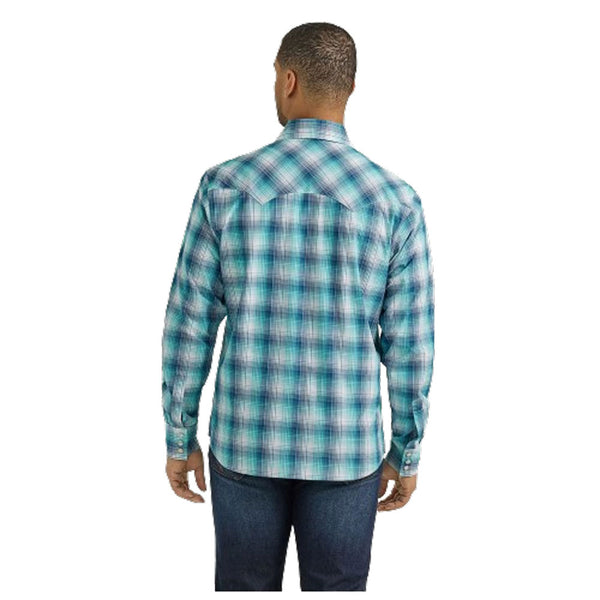 112351878 Wrangler Men's Retro Long Sleeve Western Snap Shirt - Turquoise Blues