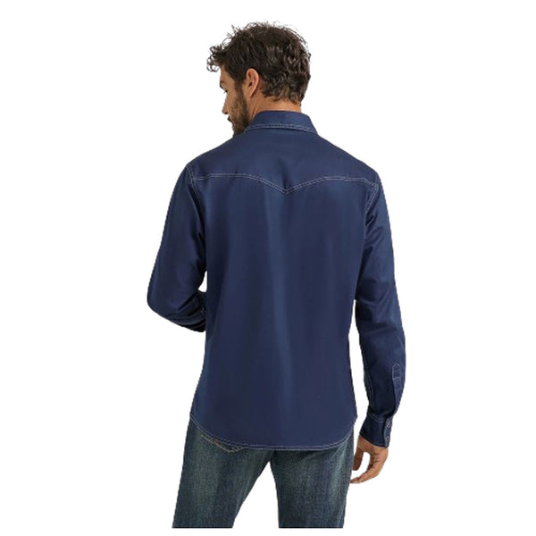 112352852 Wrangler Men's Retro Premium Long Sleeve Snap Shirt - Rich Navy